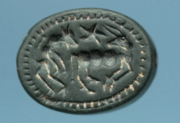 Cypriot Steatite Scarab: Lion Attacking a Bull