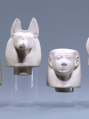 Egyptian Limestone Canopic Jar Lids