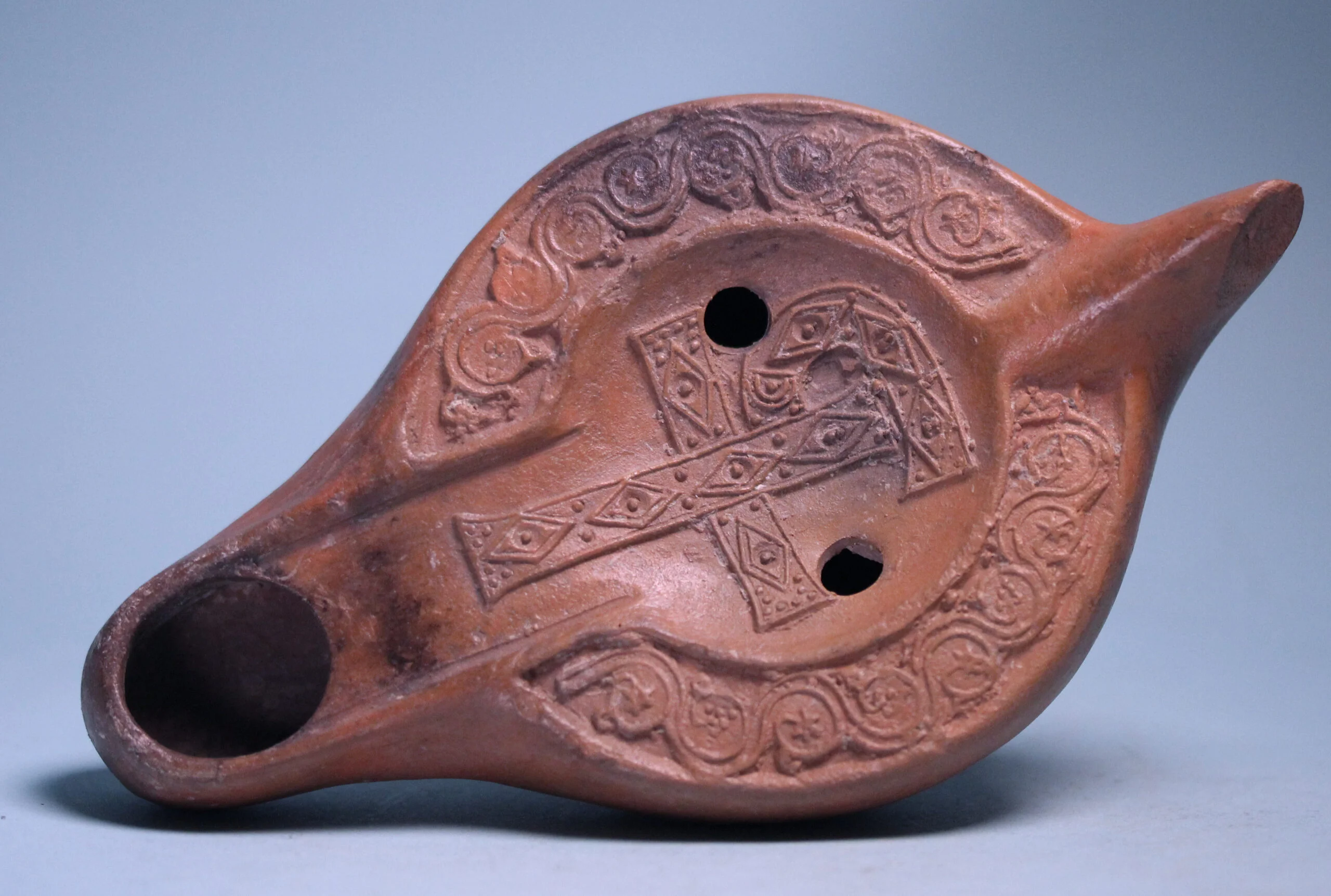 Byzantine Red-Ware Lamp: Chi-Rho - Hixenbaugh Ancient Art