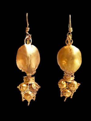 Roman Gold Shield Earrings