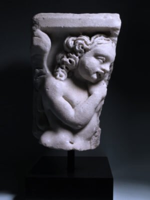 Roman Marble Sarcophagus Fragment: Eros